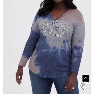 Torrid Waffle Knit Tee 2X Mama Bear Multi Tie Dye Camo Print Graphic Shirt